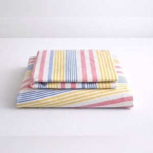 LAUREN Ralph Lauren Striped Yellow/Blue/Pink Cotton Sheet FULL
